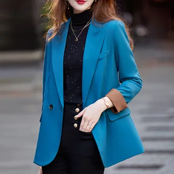 Sonbahar Vintage Ekose Kadın Blazer Mont Rahat Tek Düğmeler Sashes Kadın Blazers Orta Uzunlukta Uzun Kollu Bayanlar Blazers