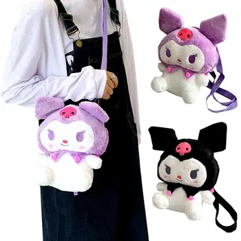 Anime Kawaii Sanrios peluş oyuncak Mymelody Kuromi Peluche askılı çanta Makyaj Çantası Sevimli Cinnamoroll Ins Sırt Çantası noel hediyesi
