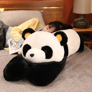 60-120cm Dev Uzun Panda peluş oyuncaklar doldurulmuş Hayvan Bebek Karikatür Yumuşak Uyku Yastık Minder Kızlar çocuklar için doğum günü hediyesi